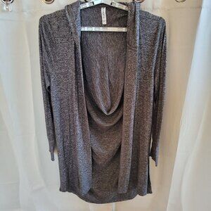 Athleta Harmony Wrap Large Gray Hooded Longline‎ Slouchy Thumb Holes Comfy 17480